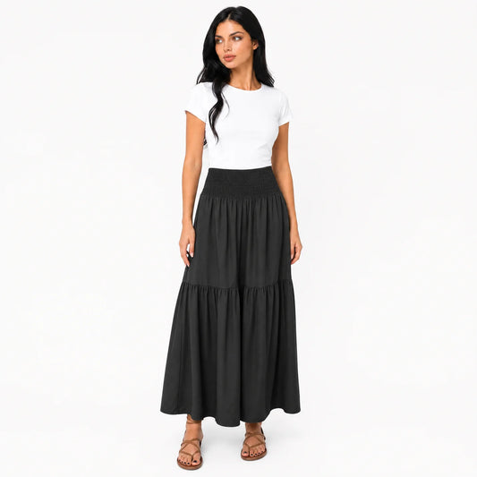 Women's Boho High Waisted Tiered Maxi Skirt