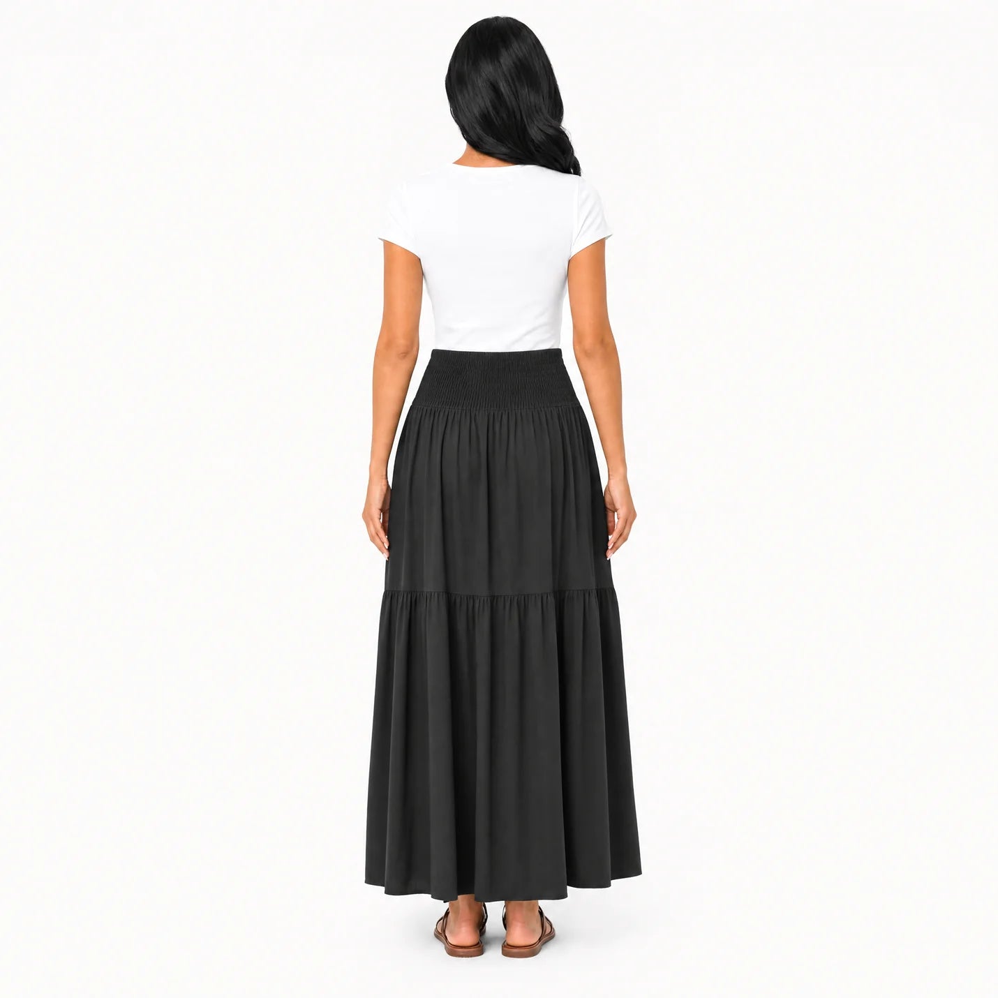 Women's Boho High Waisted Tiered Maxi Skirt