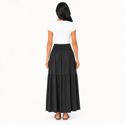 Women's Boho High Waisted Tiered Maxi Skirt
