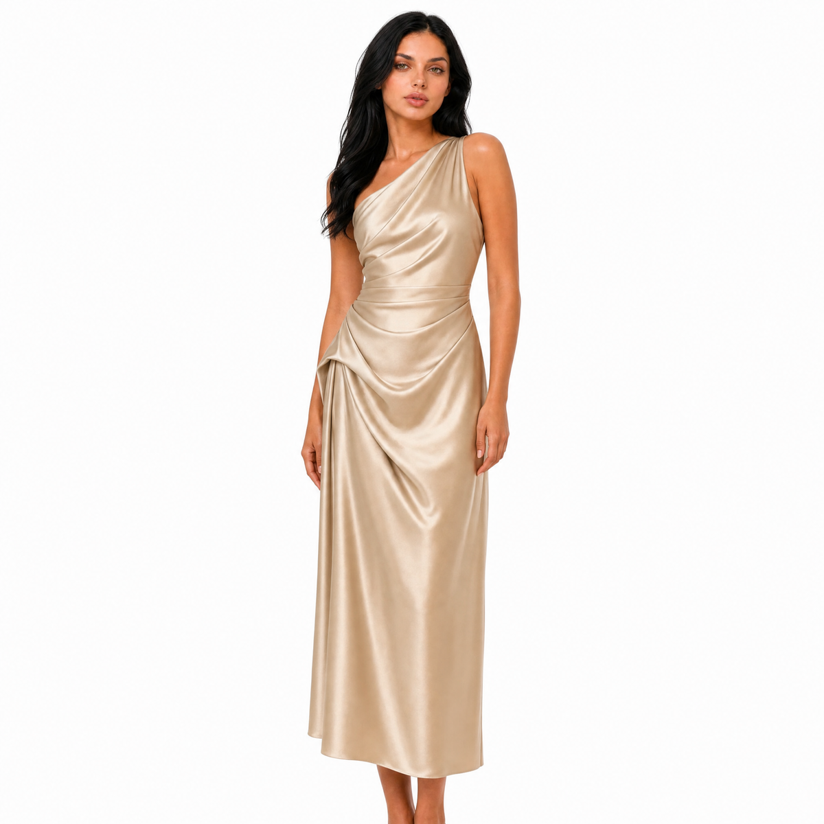 Aurelle Elegant One-Shoulder Dress