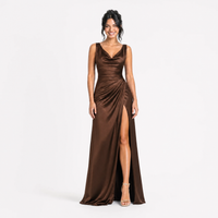 Cowl Neck High Slit Dress