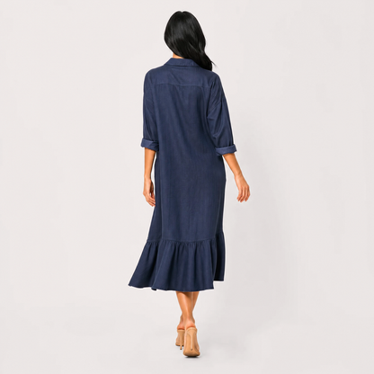 The Navari Linen-Blend Shirt Maxi Dress