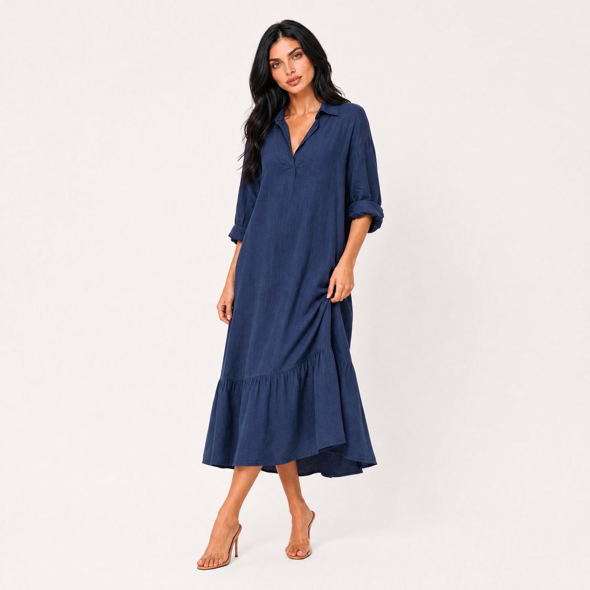 The Navari Linen-Blend Shirt Maxi Dress