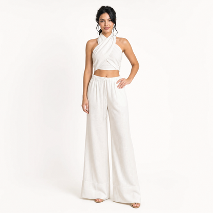 The Sienna Linen Cross-Front Two-Piece Set