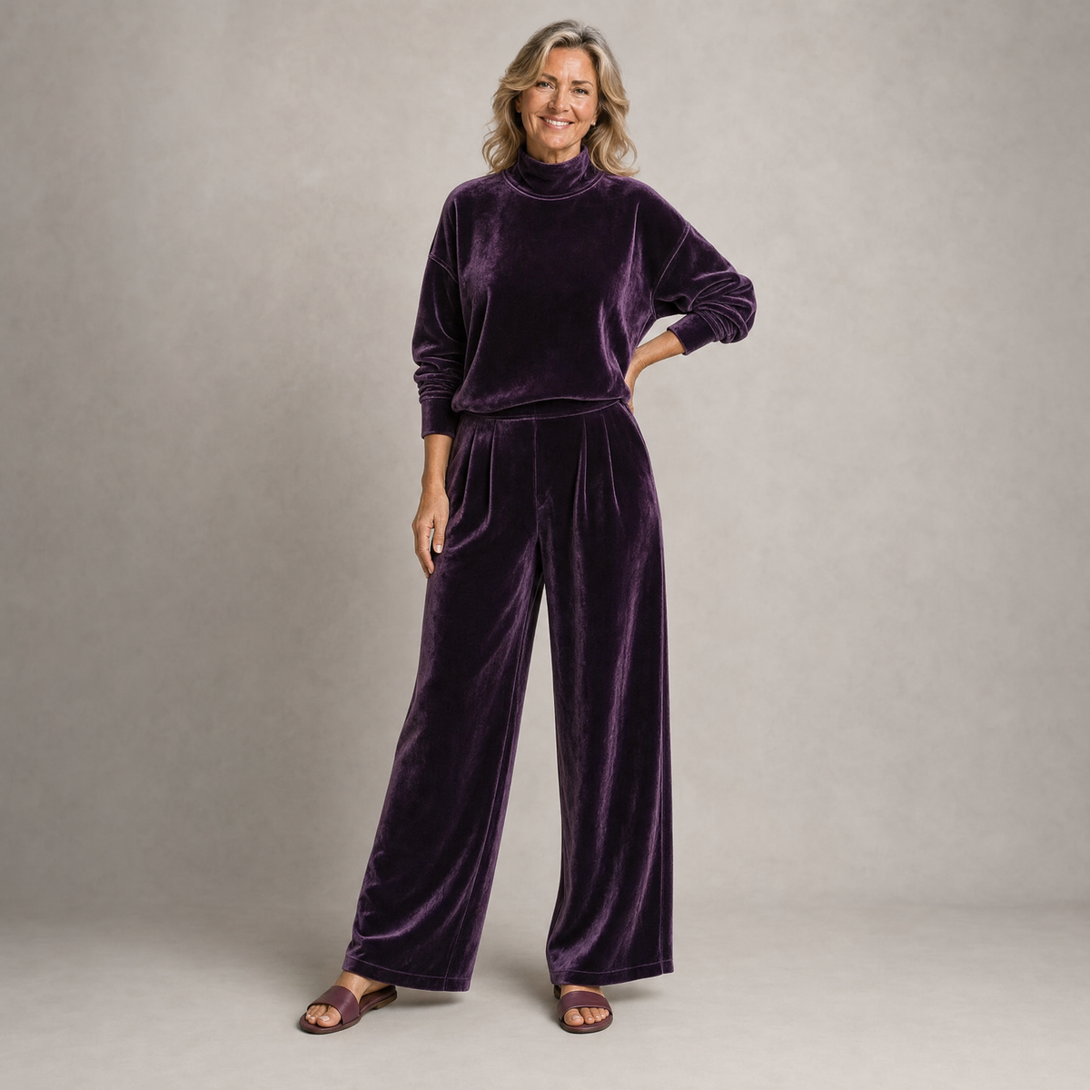 Chic Velvet Balloon-Sleeve Lounge Set
