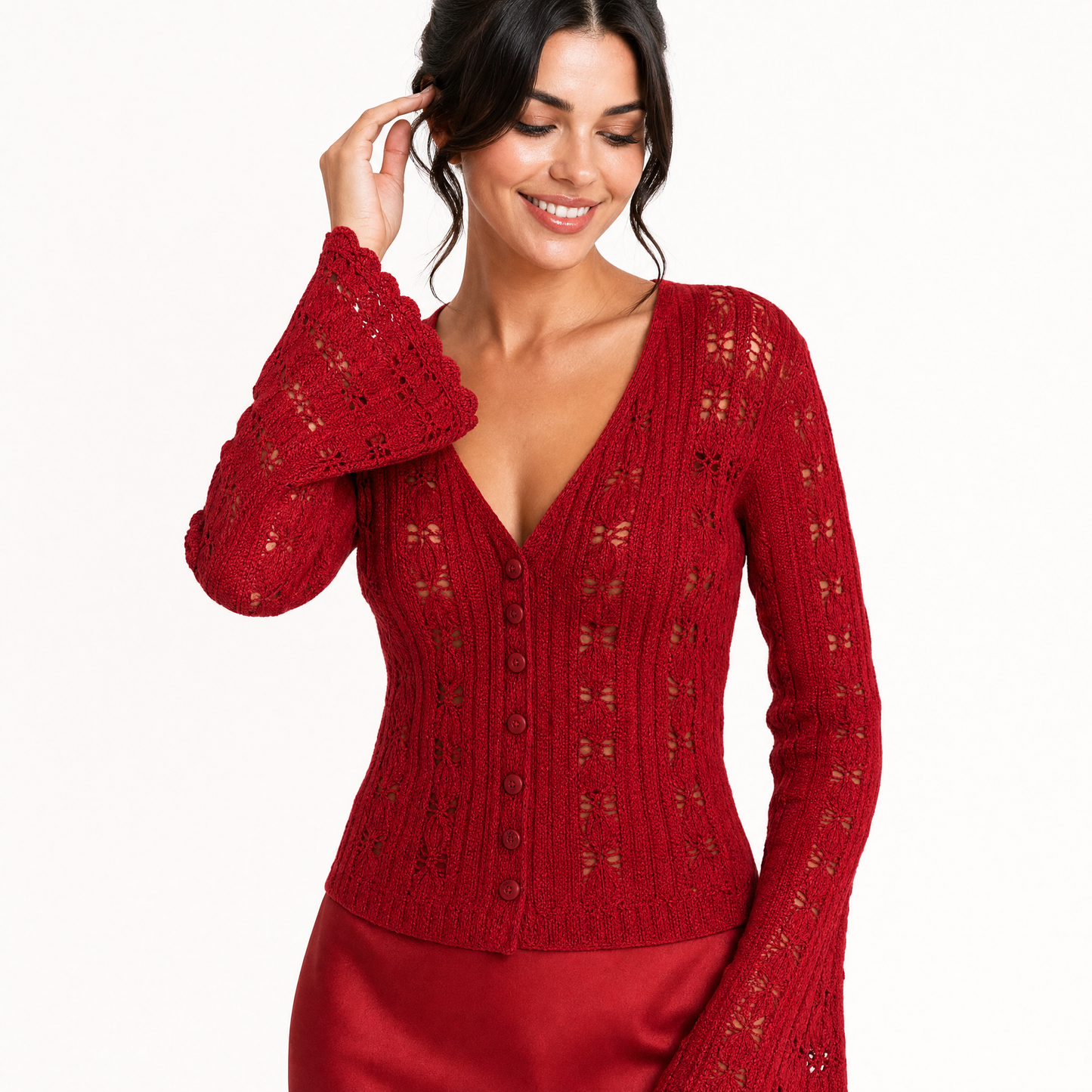 Bell Sleeve Knit Crop Top