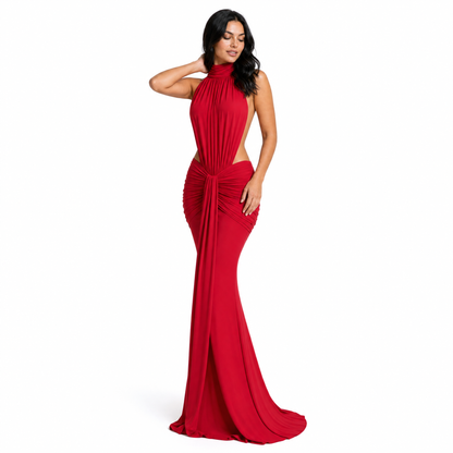 Halter Neck Backless Maxi Dress