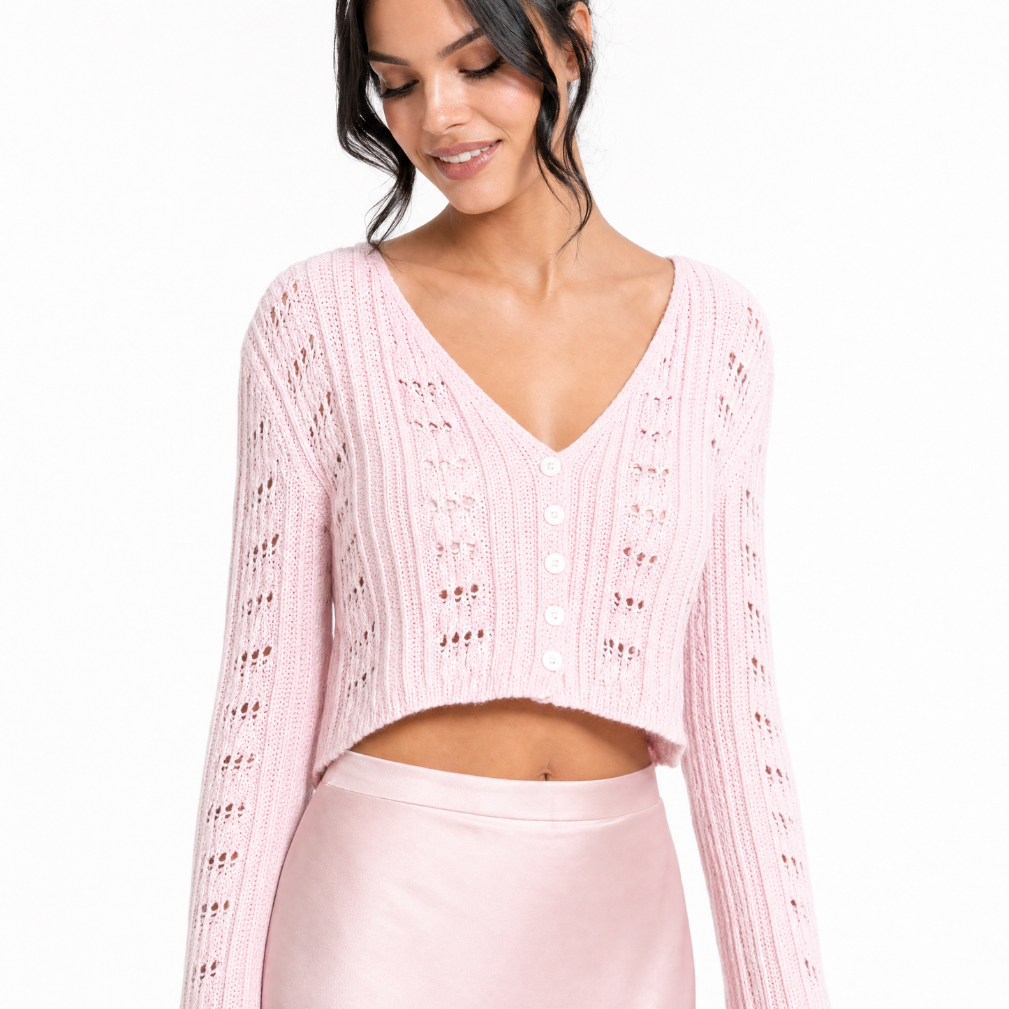 Bell Sleeve Knit Crop Top