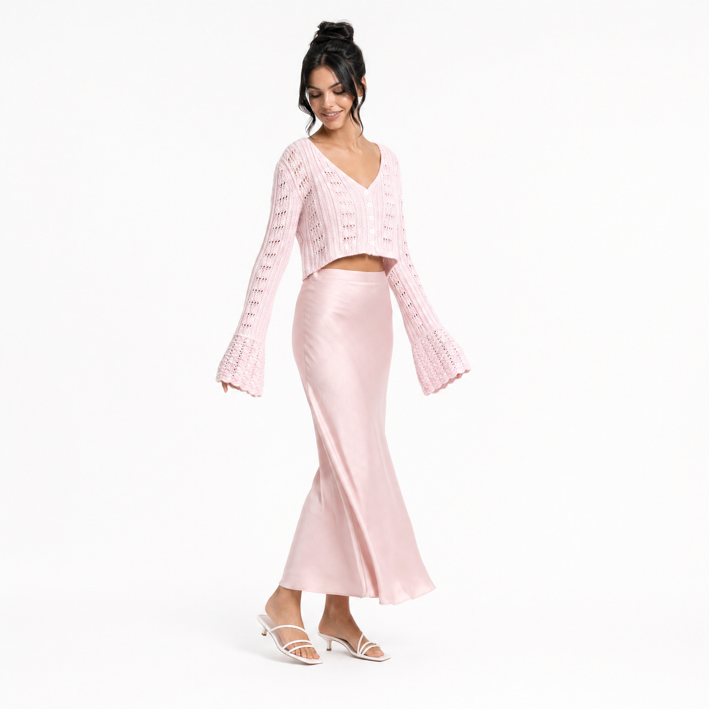 Bell Sleeve Knit Crop Top