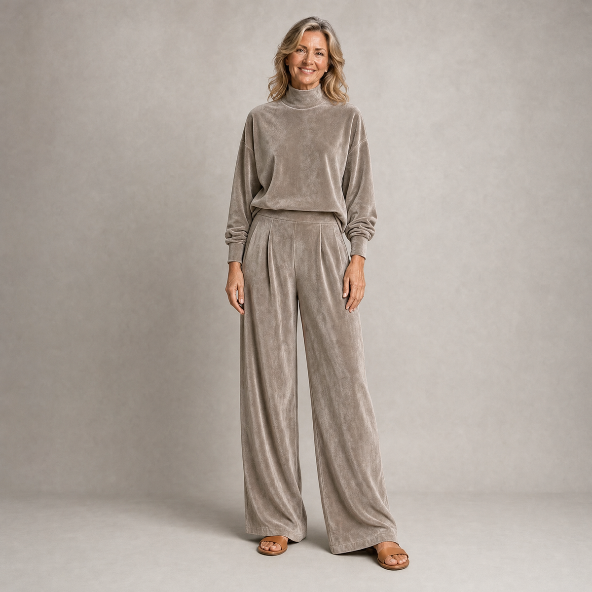 Chic Velvet Balloon-Sleeve Lounge Set
