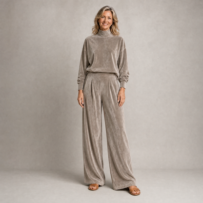 Chic Velvet Balloon-Sleeve Lounge Set