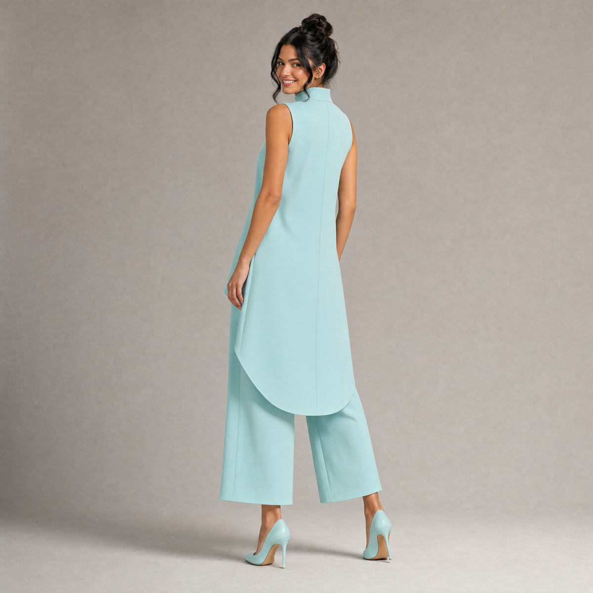Chic Layered High-Neck Top & Culotte Set