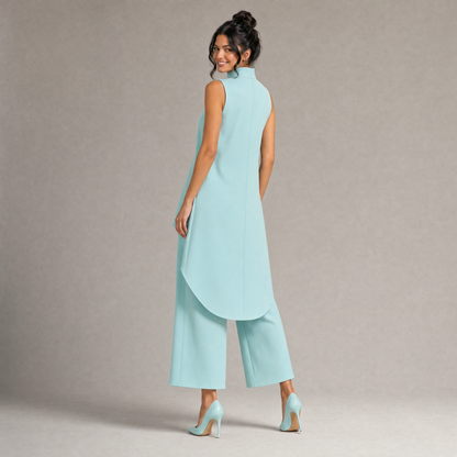Chic Layered High-Neck Top & Culotte Set