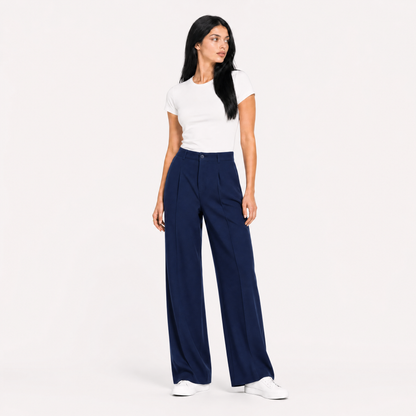 Flowy Crinkle Wide-Leg Trousers