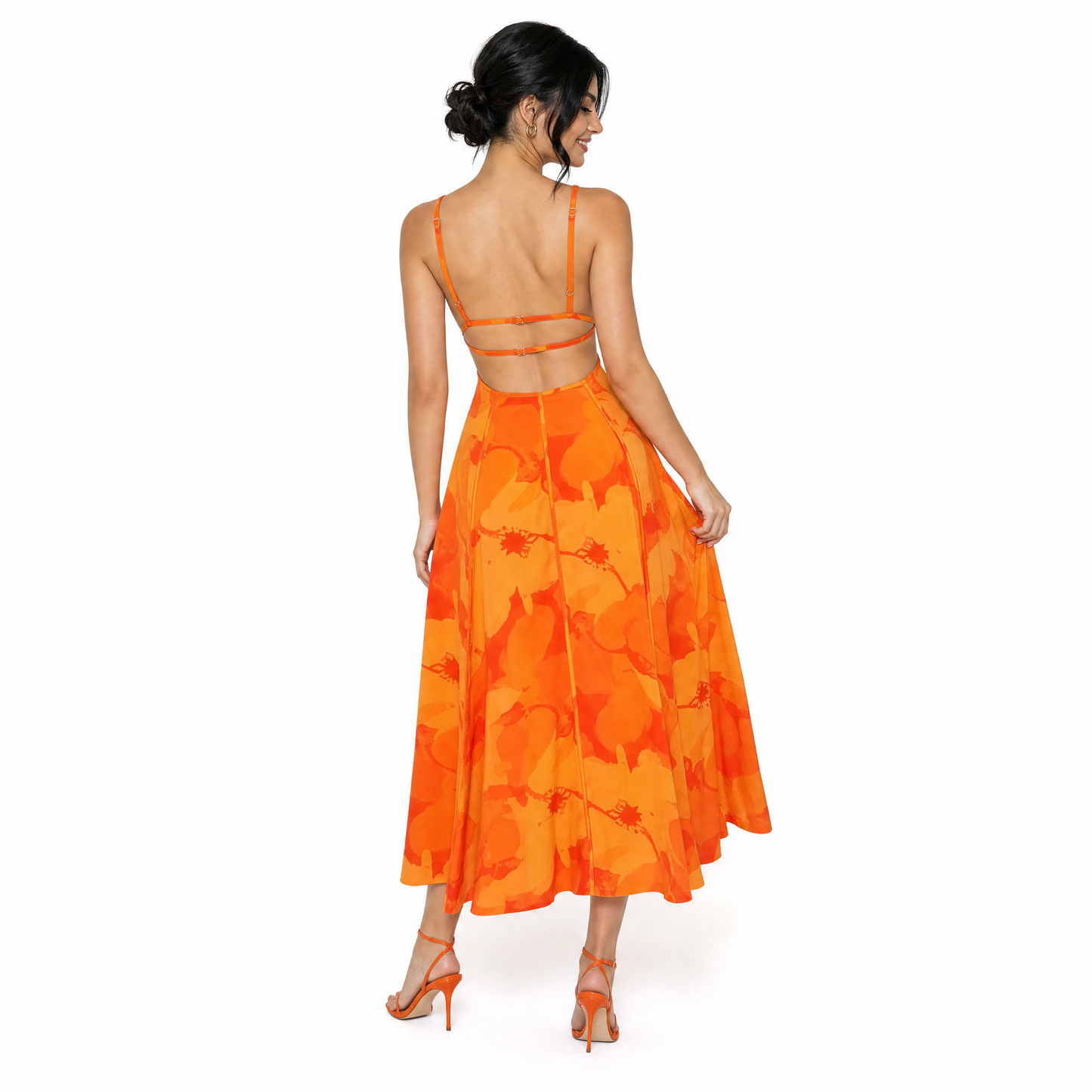 Tropical Print Cutout Maxi Dress