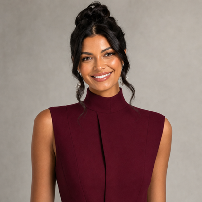 Chic High-Neck Peplum Top & Wide-Leg Pants Set