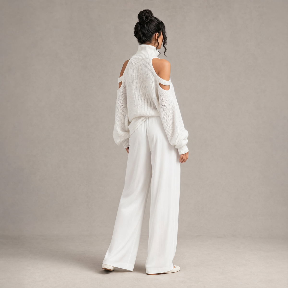 Chic Cold-Shoulder Knit Set