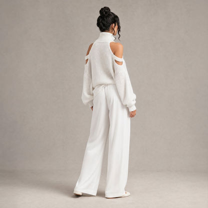 Chic Cold-Shoulder Knit Set