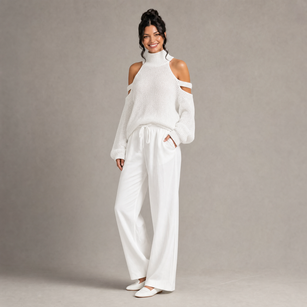 Chic Cold-Shoulder Knit Set