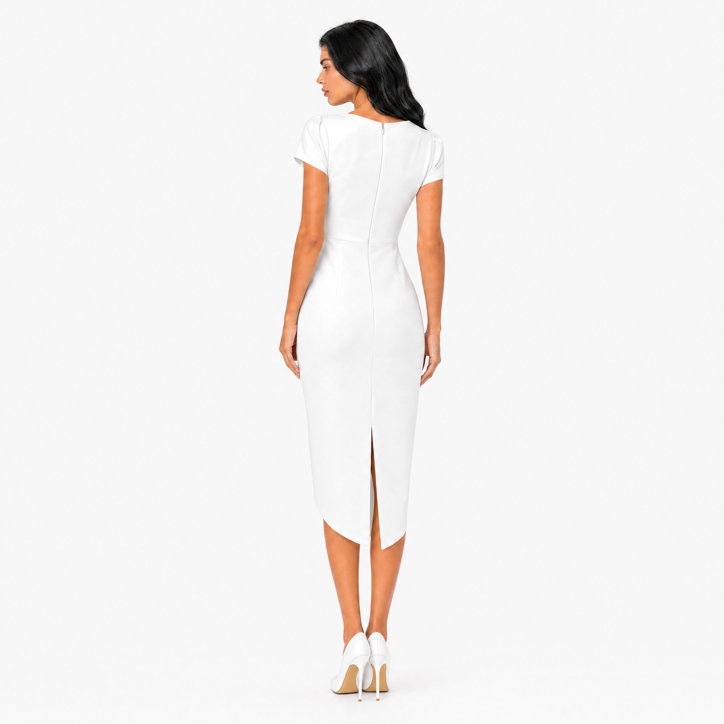 The Helena Ruched Cowl-Neck Midi Dress