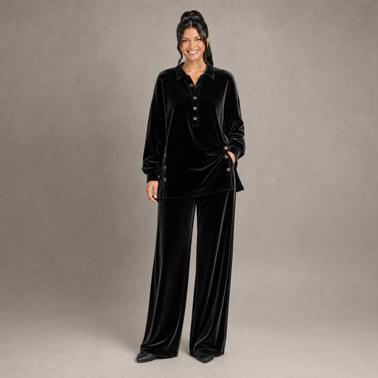 Luxury Velvet Button-Accent Lounge Set