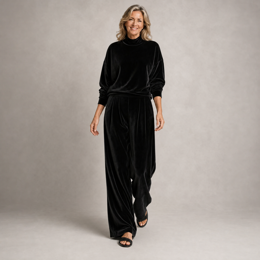 Chic Velvet Balloon-Sleeve Lounge Set