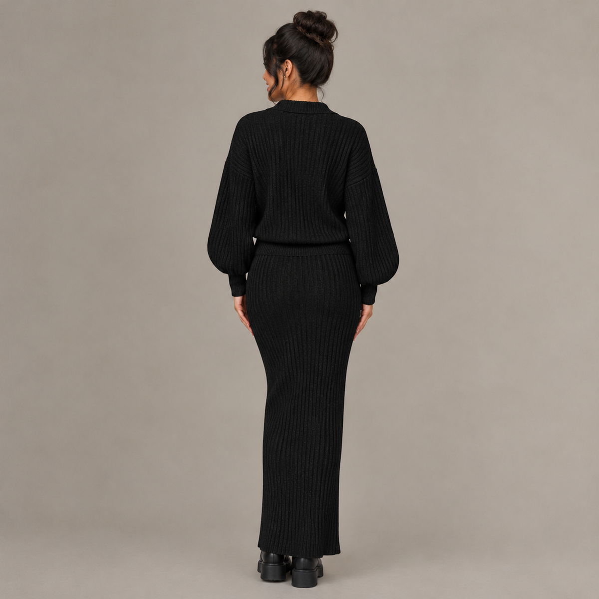 Autumn V-Neck Knitted Set