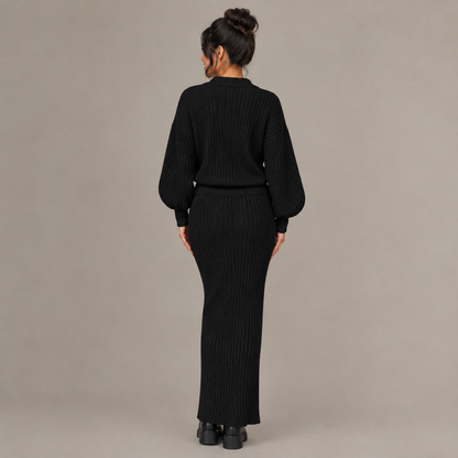 Autumn V-Neck Knitted Set