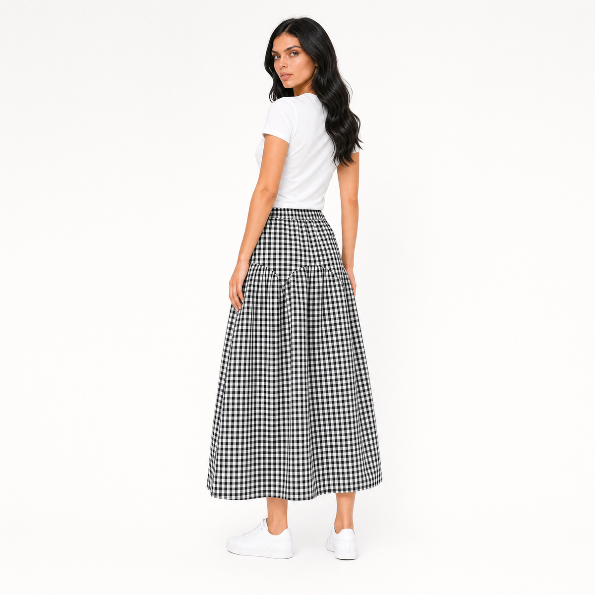 Summer Gingham Flow Skirt