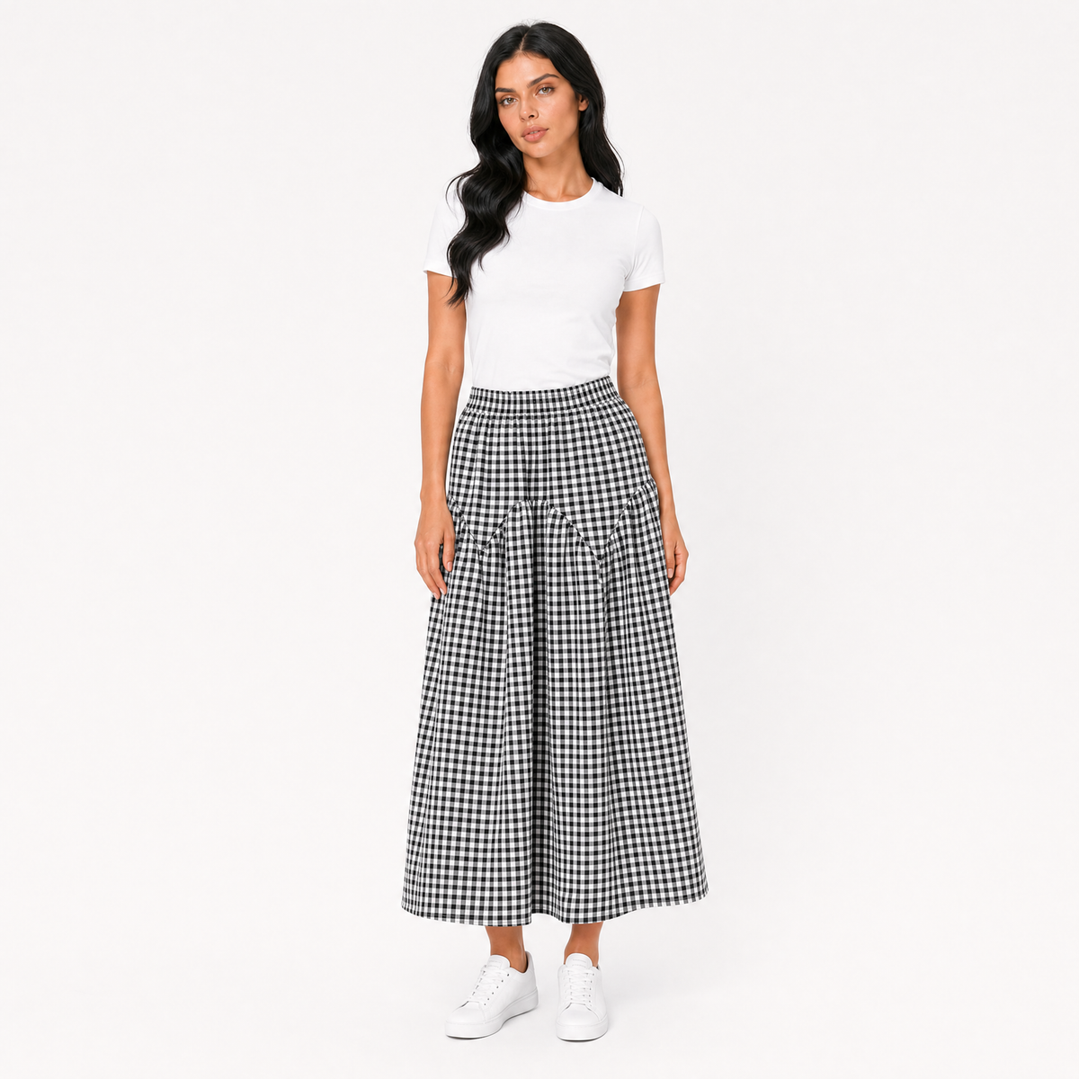 Summer Gingham Flow Skirt