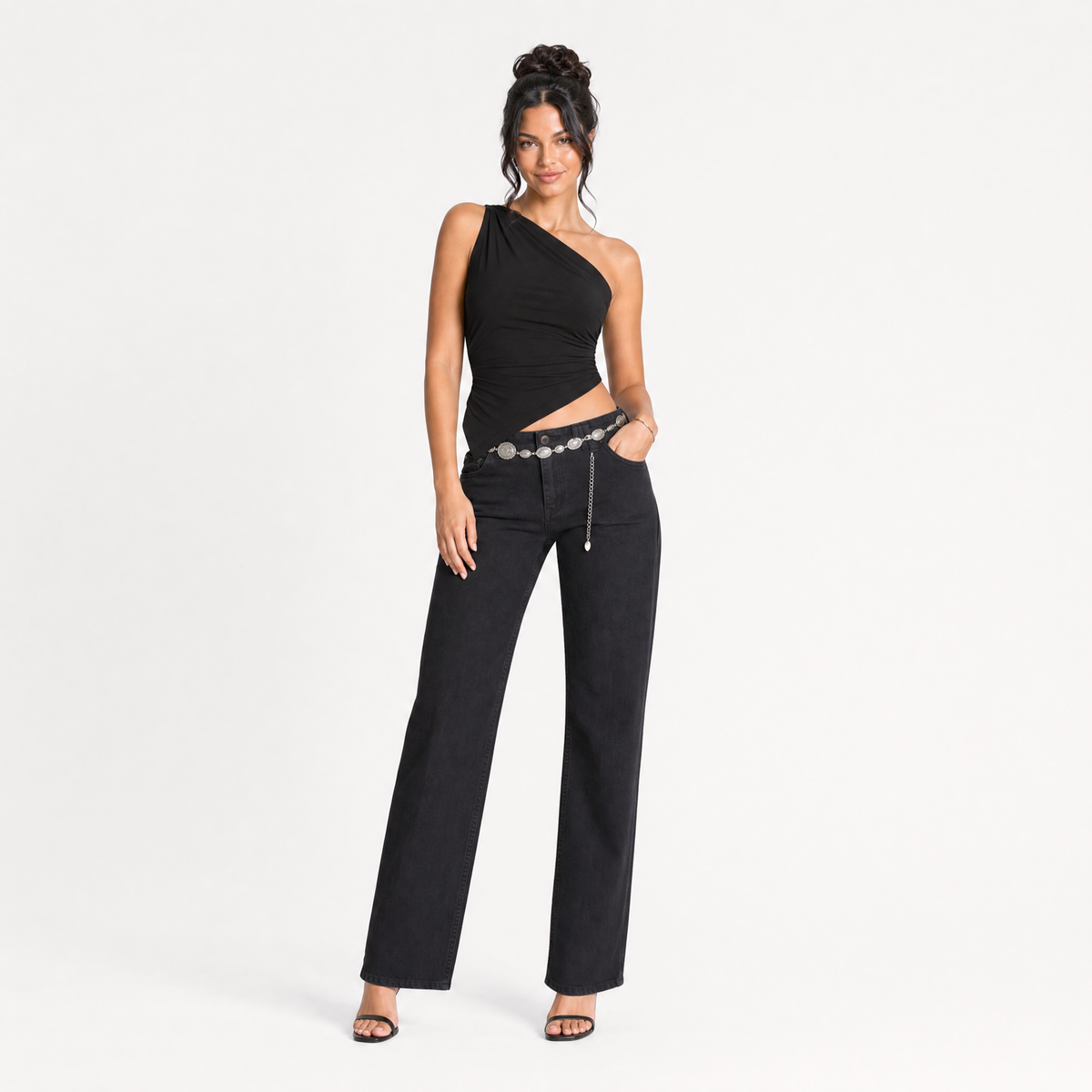 One-Shoulder Ribbed Knit Top